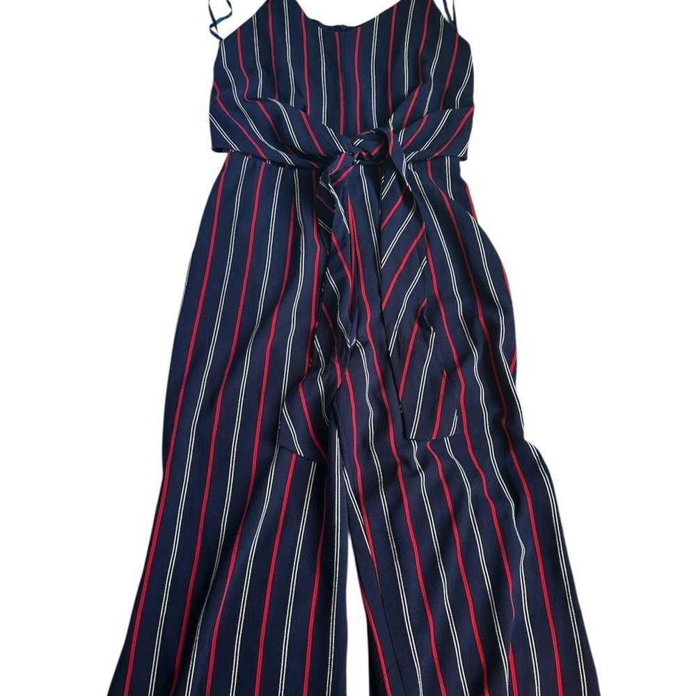Monteau Navy and Red Striped Jumpsuit